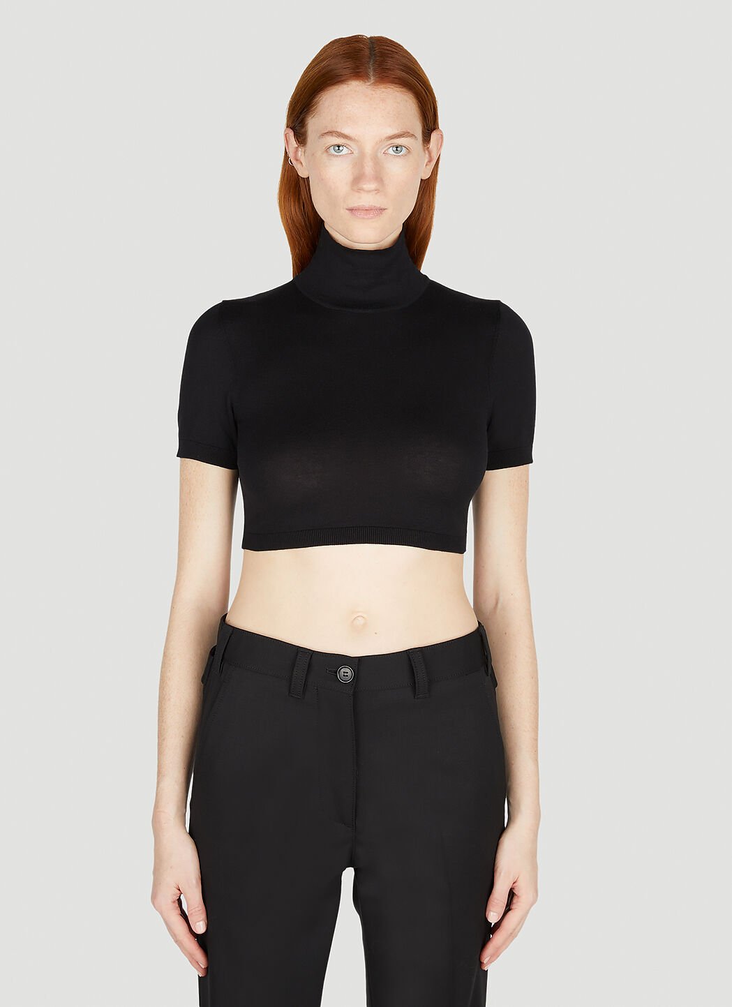 Turtleneck crop top short clearance sleeve