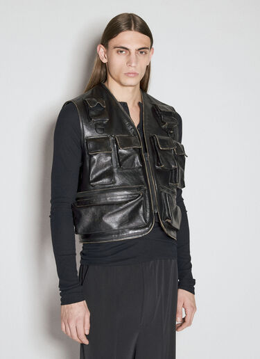 Prada Leather Cargo Vest Black pra0156008