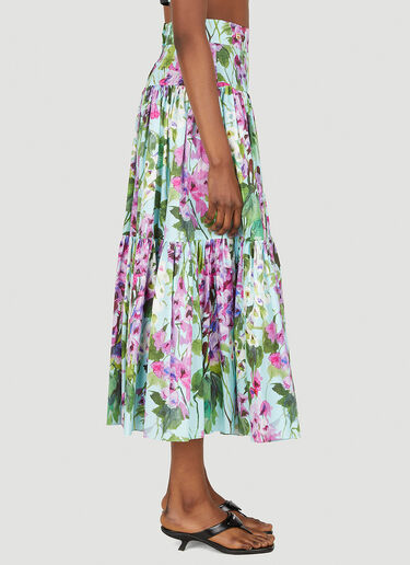 Dolce & Gabbana Floral Pleated Maxi Skirt Blue dol0247049