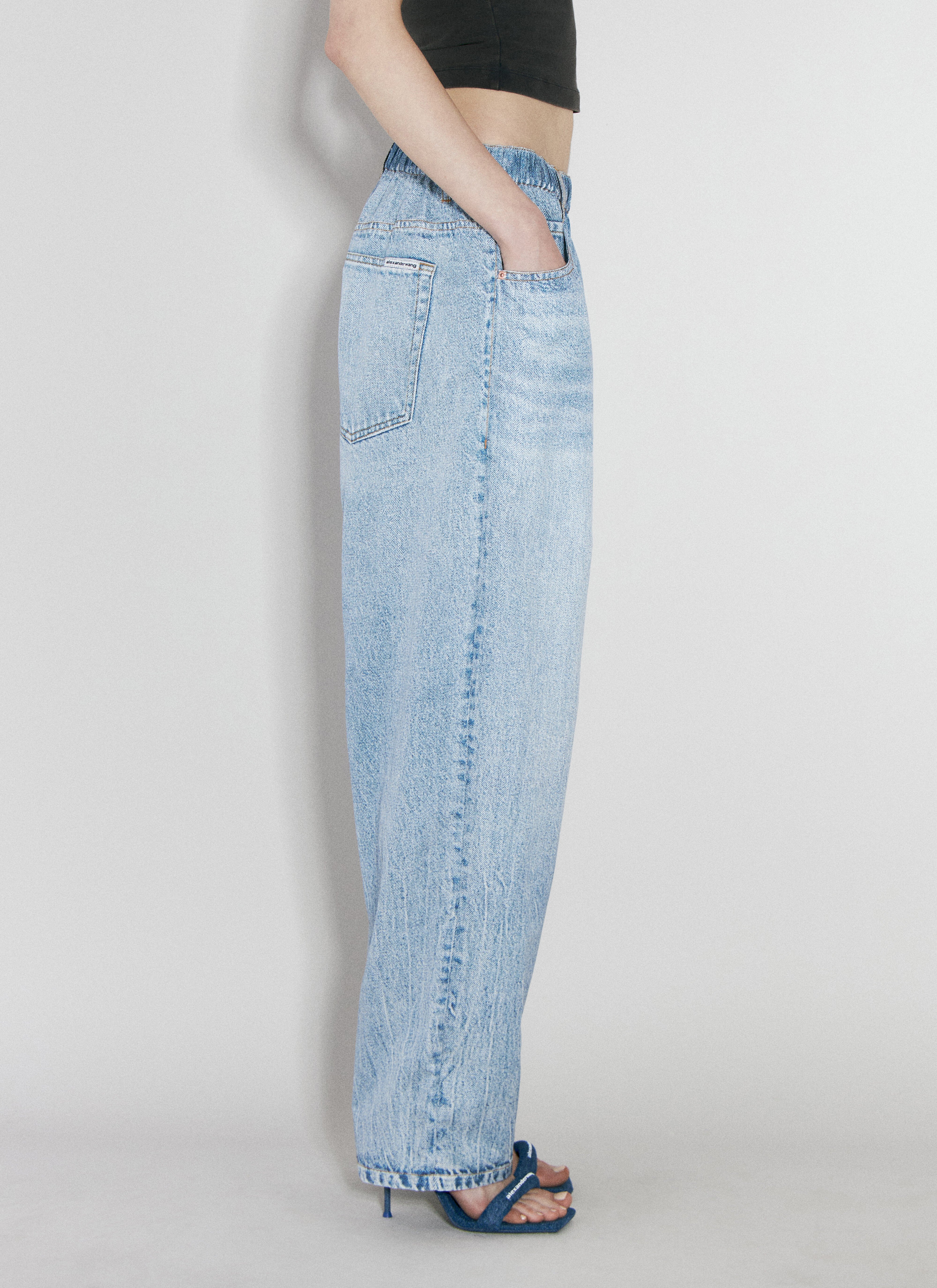 Alexander Wang Printed Denim Track Pants en Blue pour femme LN CC