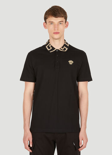 Versace Greca Collar Polo Shirt Black ver0149012