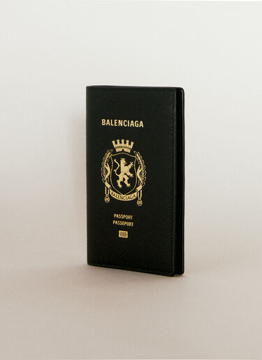 Balenciaga Logo Debossed Passport Holder Black bal0156018