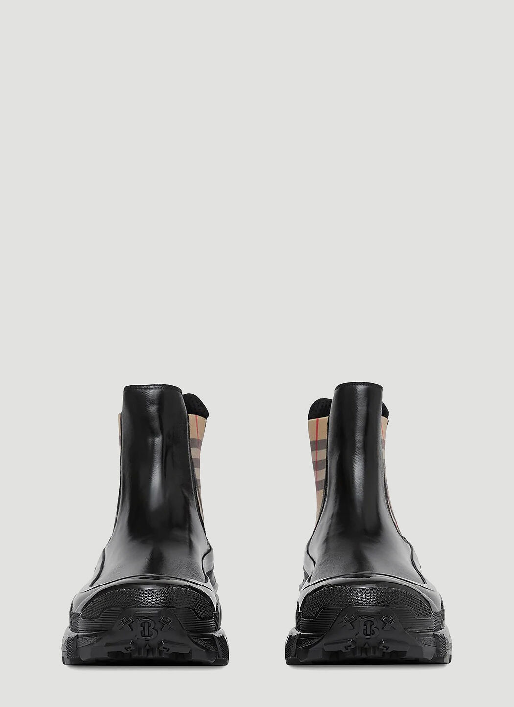 Burberry Vintage Check Panel Chelsea Boots in Black LN CC