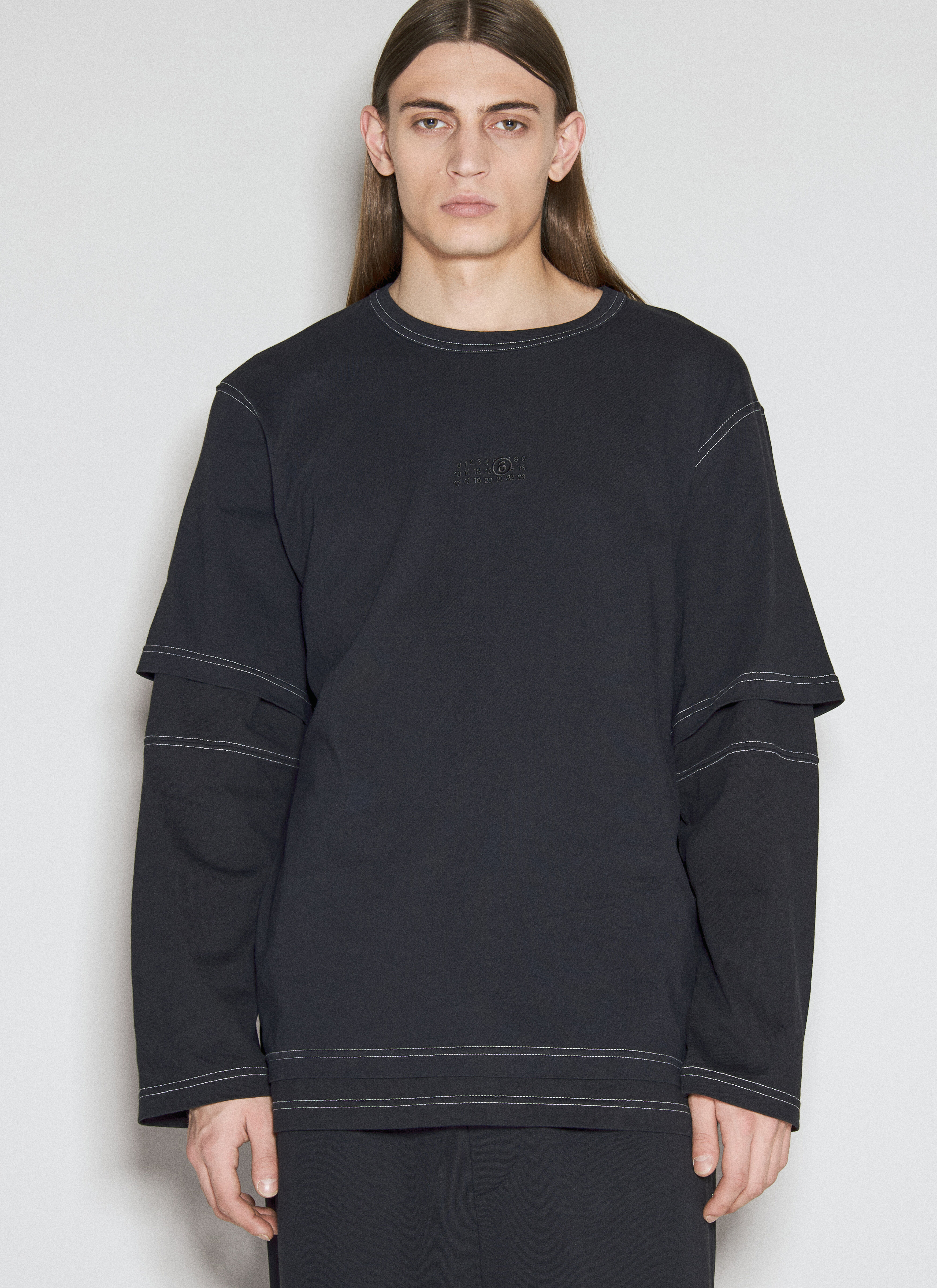 MM6 Maison Margiela Logo Print Long-Sleeve Top Black mmm0154006