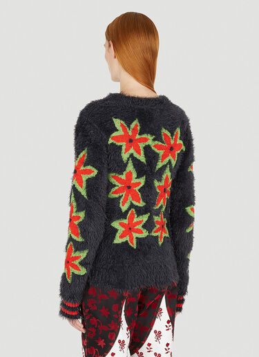 Chopova Lowena Fuzzy Flower Cardigan Black cho0250010