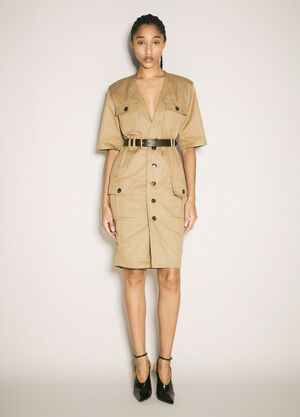 Saint Laurent Utility Shirt Dress Beige sla0256006