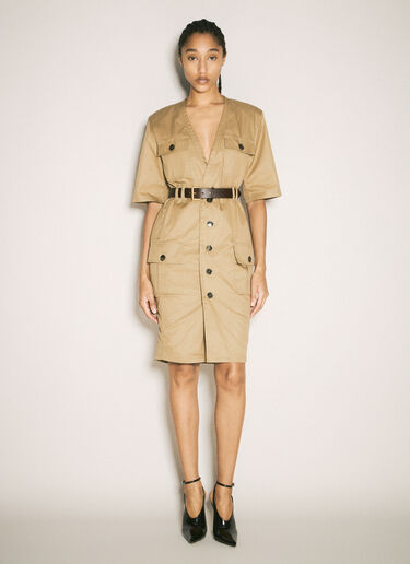 Saint Laurent Utility Shirt Dress Beige sla0256006