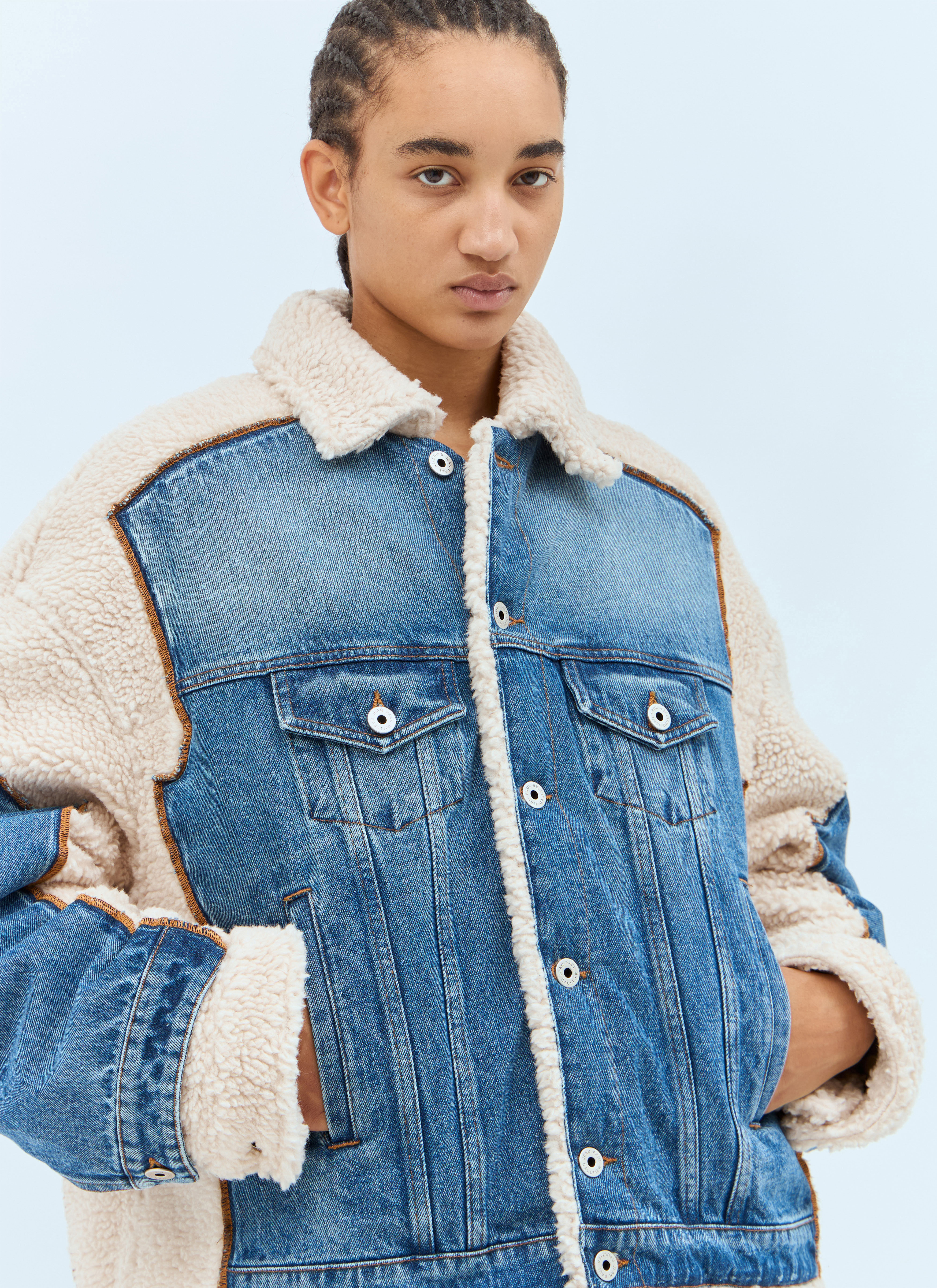 Jean Paul Gaultier Women s Petit Grand Denim And Shearling Jacket in Blue LN CC