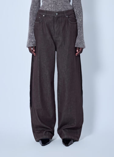LN-CC® - Sportmax: Beati Denim Palazzo Trousers - Brown Sportmax Beati Denim Palazzo Trousers Brown spx0266012