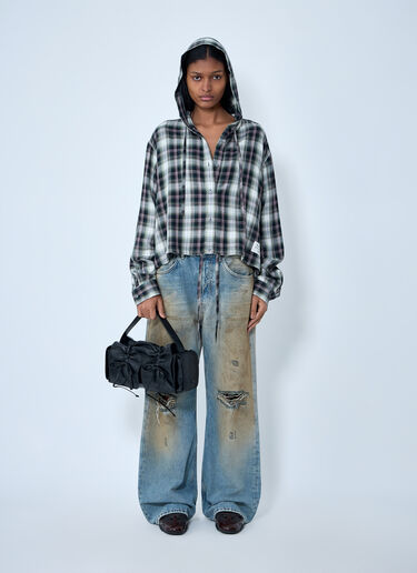 Acne Studios Hooded Check Shirt Green acn0263023