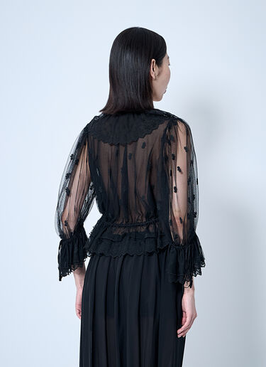 Chloé 자수 레이스 러플 탑  블랙 chl0260002
