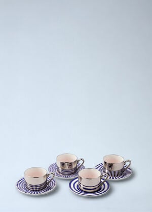 POLSPOTTEN Set Of Four Aunty Coffee Cups Blue wps0691990