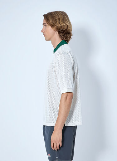 LN-CC® - Metalwood: Quarter Zip Jersey Polo Shirt - White Metalwood Quarter Zip Jersey Polo Shirt White met0164017