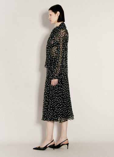 Dolce & Gabbana Polka-Dot One-Shoulder Chiffon Dress Black dol0256002