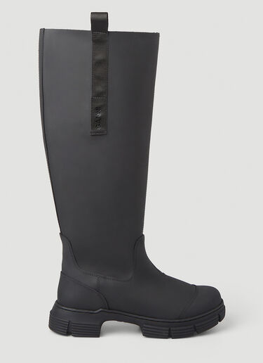 GANNI Knee High Rubber Boots Black gan0246089