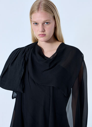 LN-CC® - Yohji Yamamoto: Asymmetric Layered Dress - Black Yohji Yamamoto Asymmetric Layered Dress Black yoy0264003