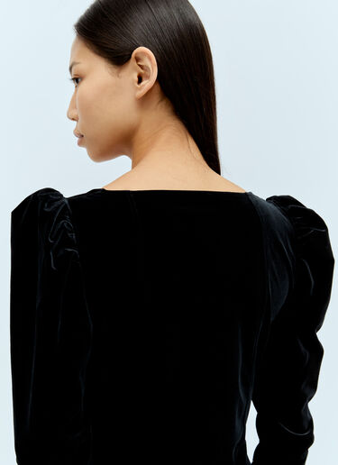 GANNI Velvet Jersey Puff Sleeve Maxi Dress Black gan0255101