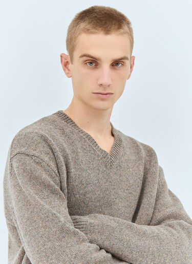 Maison Margiela Washed Wool V-Neck Sweater Grey mla0158005