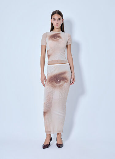 LN-CC® - Jean Paul Gaultier: Mesh Face-Print Baby T-Shirt - Beige Jean Paul Gaultier Mesh Face-Print Baby T-Shirt Beige jpg0266016