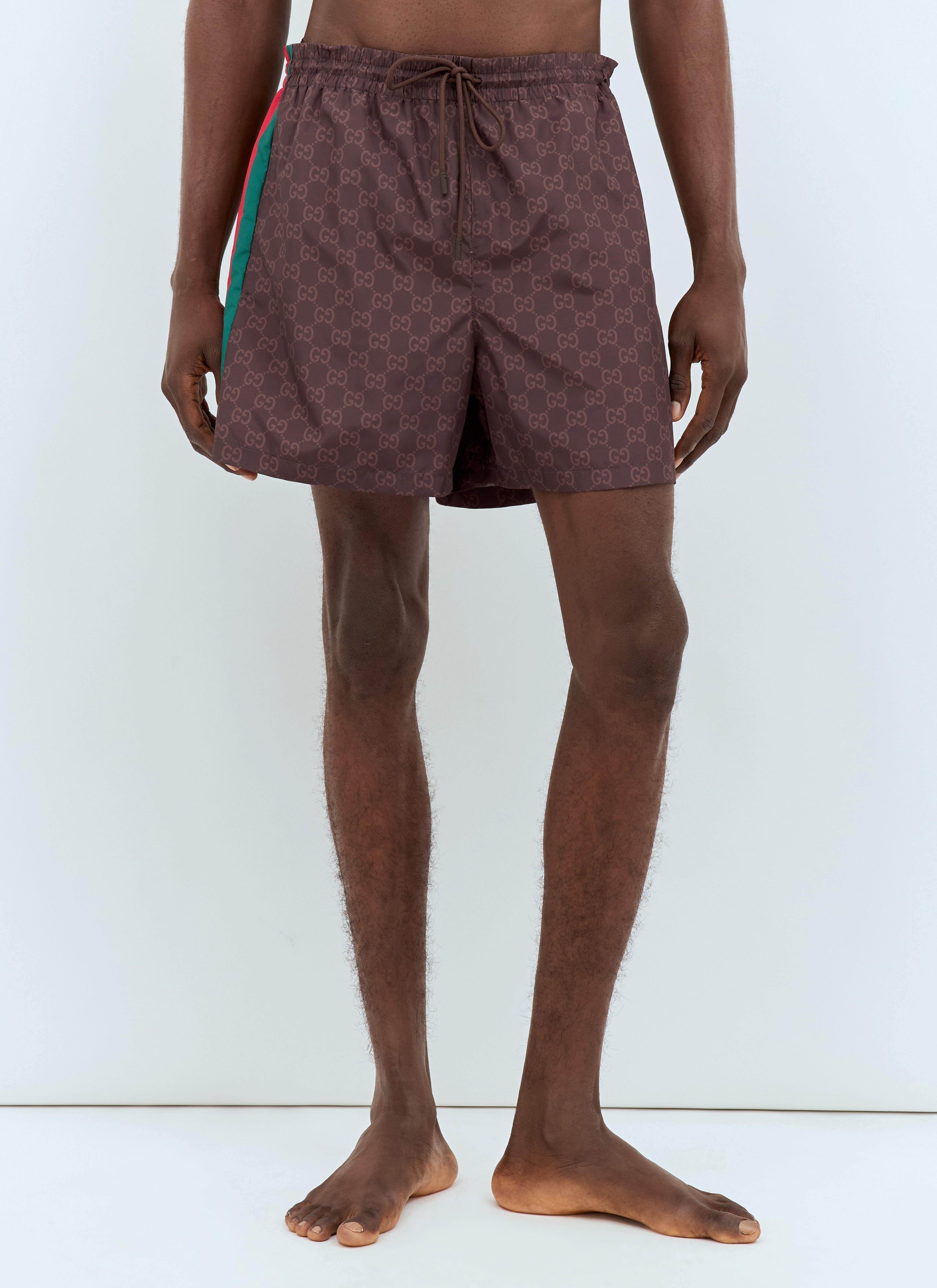 Gucci Men s Web Swim Shorts in Brown LN CC