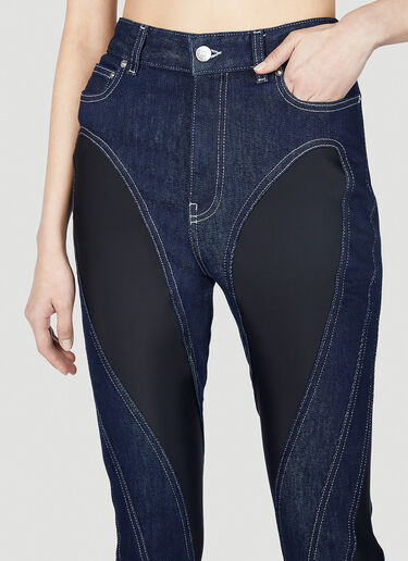 Mugler Structured Contrast Panel Jeans Dark Blue mug0251061