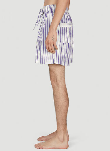 Tekla Lido Stripe Sleep Shorts Purple tek0353019