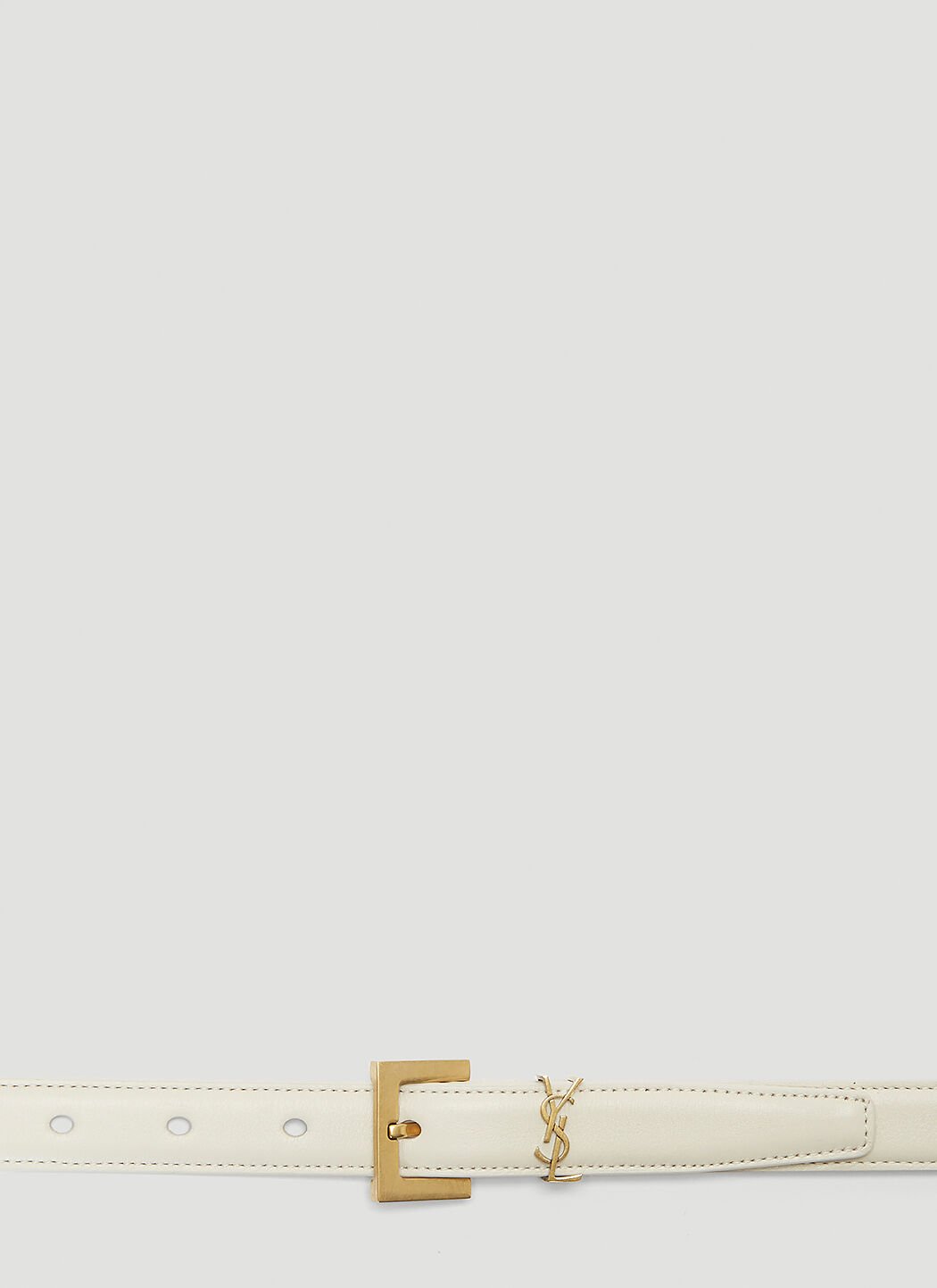 Saint Laurent Monogram Leather Belt in Cream LN CC