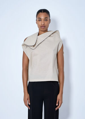 Issey Miyake Asymmetric Zip Detail Top Beige ism0264011