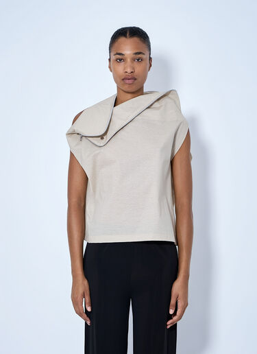 LN-CC® - Issey Miyake: Asymmetric Zip Detail Top - Beige Issey Miyake Asymmetric Zip Detail Top Beige ism0264011