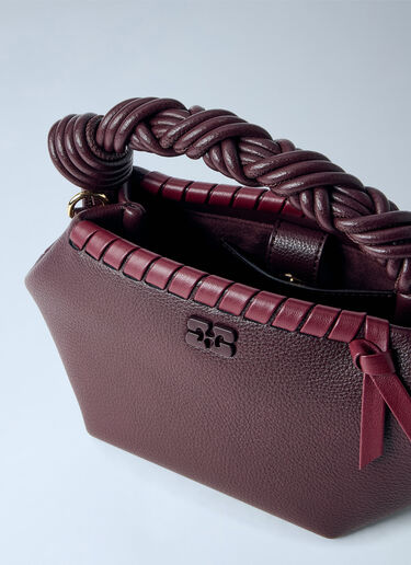 LN-CC® - GANNI: Bou Mini Tressé Handbag - Burgundy GANNI Bou Mini Tressé Handbag Burgundy gan0266020
