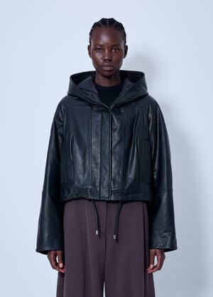 Sportmax Hooded Leather Jacket Black spx0266002