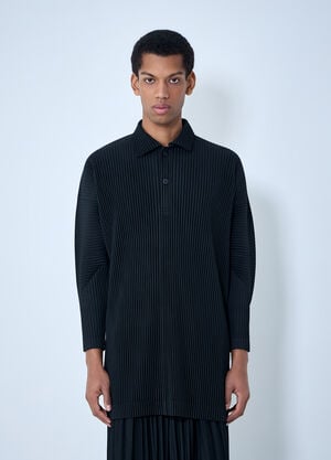 Homme Plissé Issey Miyake Pleated Polo Shirt Black hmp0163008