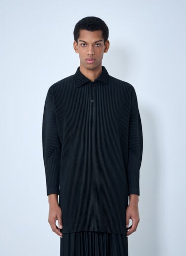 Homme Plissé Issey Miyake Pleated Polo Shirt Black hmp0163008
