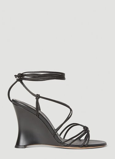 Gianvito Rossi 系带坡跟凉鞋 黑色 gia0252007