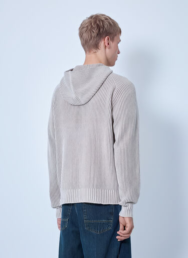 LN-CC® - Stone Island: Ribbed Knit Hoodie - Beige Stone Island Ribbed Knit Hoodie Beige sto0165048
