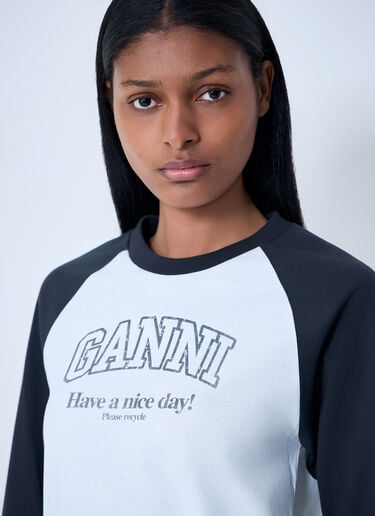 GANNI Logo Motif T-Shirt White gan0263006
