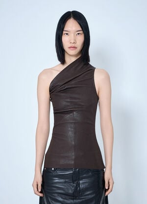 Rick Owens Athena One-Shoulder Tank Top Brown ric0265008