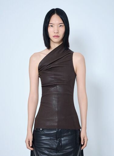 Rick Owens Athena One-Shoulder Tank Top Brown ric0265008