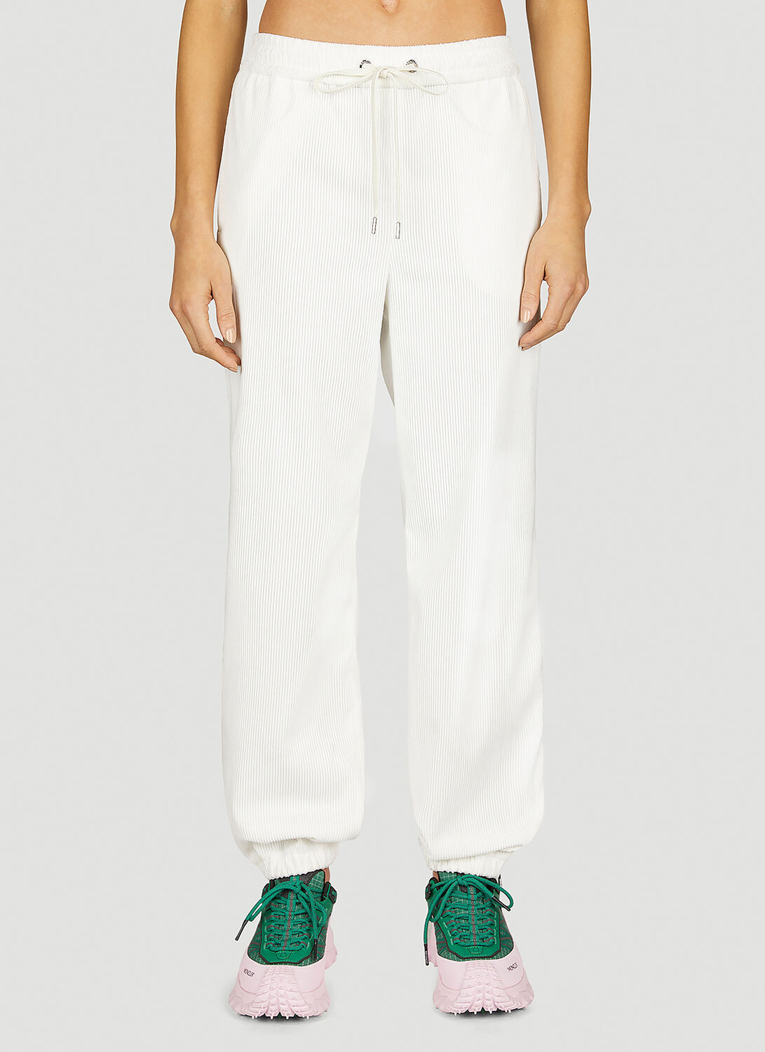 Shop Moncler Corduroy Track Pants In White