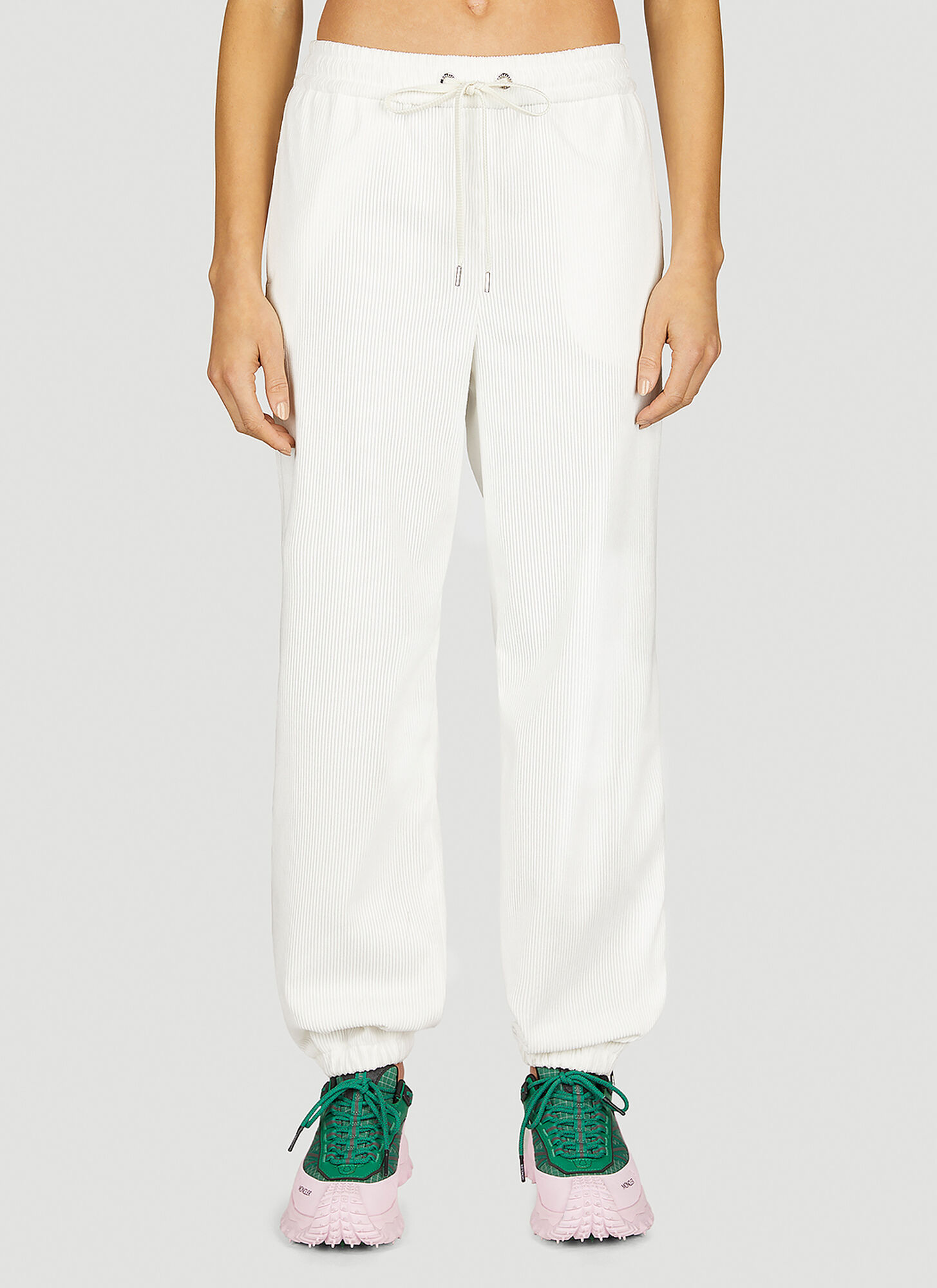 Shop Moncler Corduroy Track Pants In White