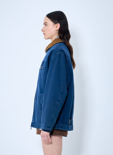 Miu Miu Garment-Dyed Jacket with Logo Embroidery Blue miu0259003