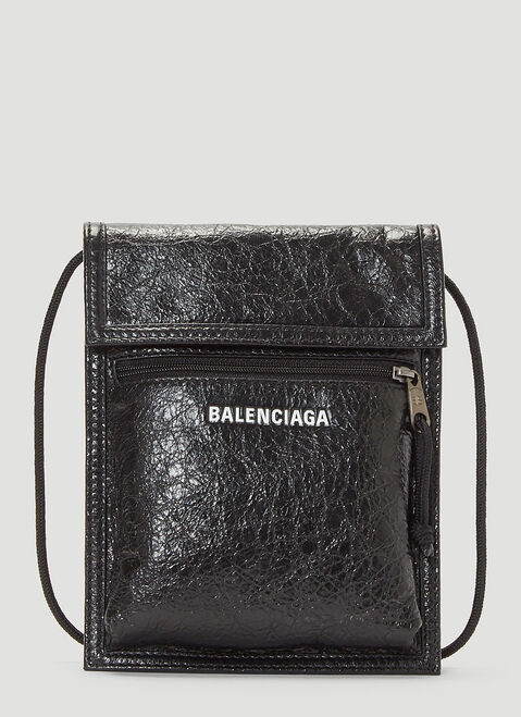 Balenciaga Explorer Pouch Leather Crossbody Bag Black bal0143082