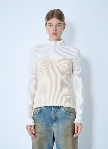 Jean Paul Gaultier Ribbed Wool Sweater White jpg0261011