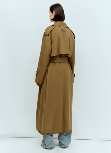 Miu Miu Double-Breasted Gabardine Trench Coat Khaki miu0256082