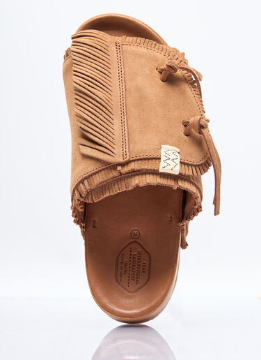 Visvim Christo Shaman-Folk Fringed Slides Brown vis0156002