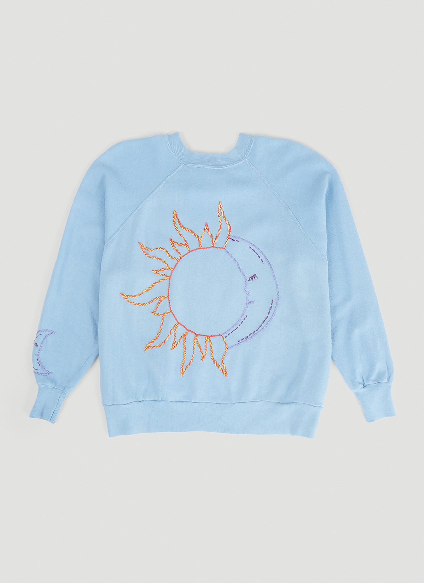 Drx Farmaxy For Ln-cc Embroidered Vintage Sweatshirt Unisex Light Blue