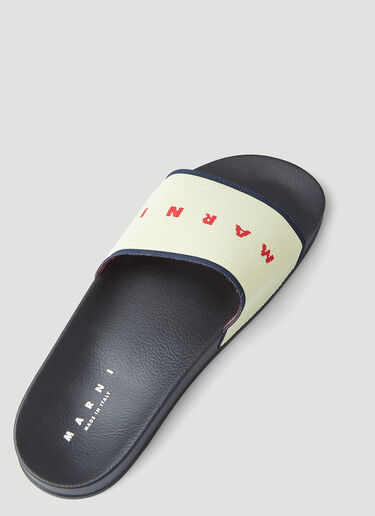 Marni Logo Jacquard Slides White mni0147017