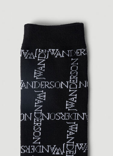 JW Anderson 徽标网格长筒袜 黑色 jwa0351016