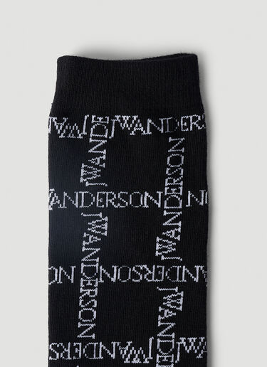 JW Anderson 로고 그리드 긴 양말 블랙 jwa0351016