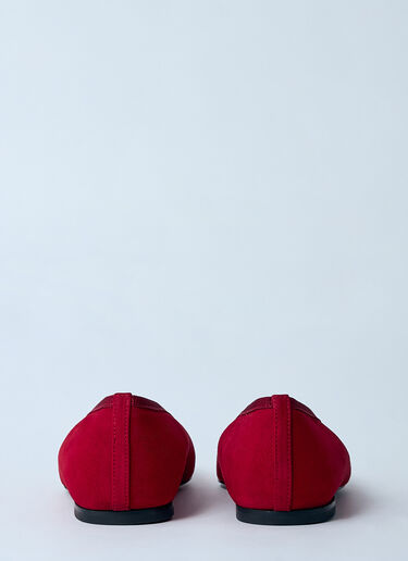 TOTEME Minimalist Suede Ballerina Flats Red tot0260019